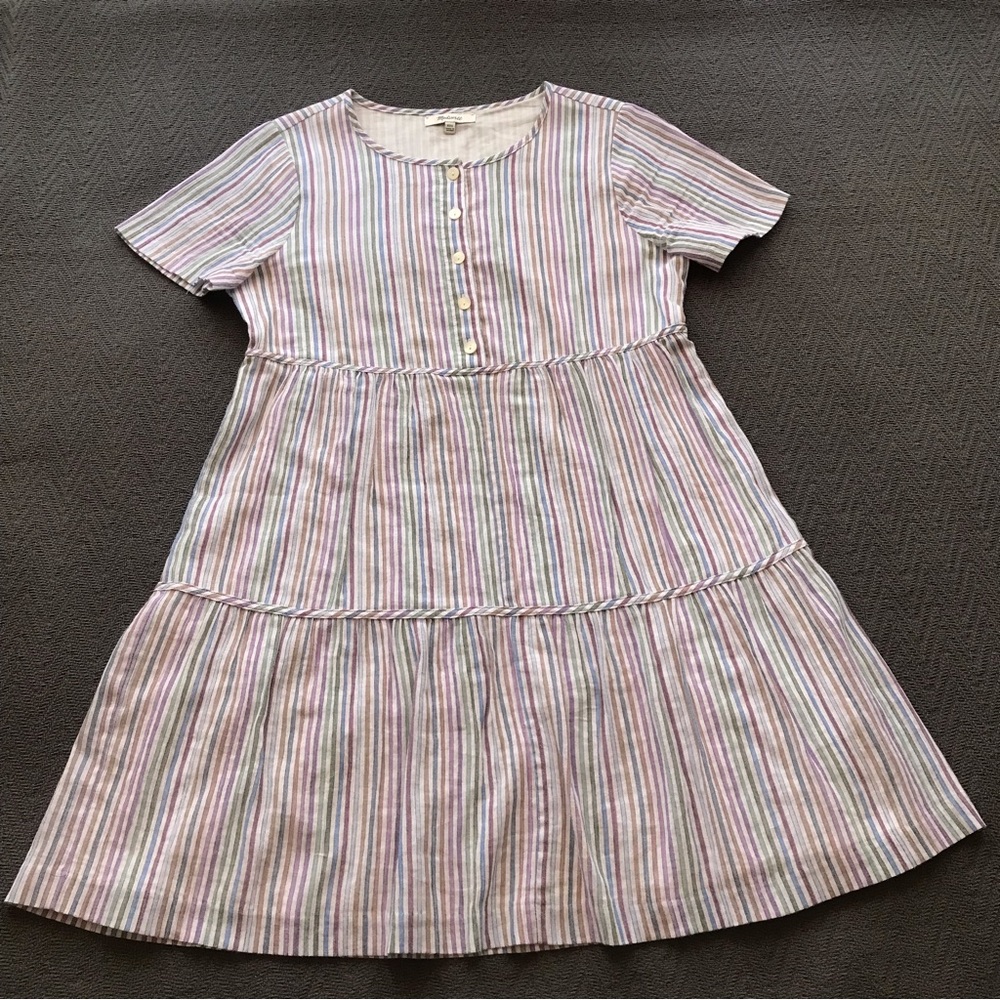 NWOT Madewell Tiered Summer Dress 100% Cotton Lining Vertical Candy Stripes XXS